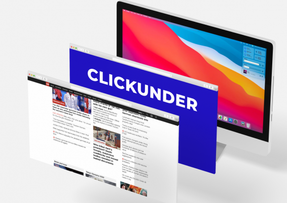 Схема расположения clickunder-лендинга на устройстве пользователя.