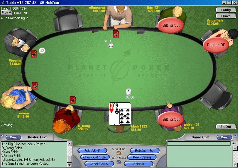 Интерфейс Planet Poker.