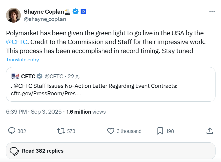 Рынок прогнозов в США: Polymarket получает разрешение CFTC, пока Kalshi готовит новые контракты