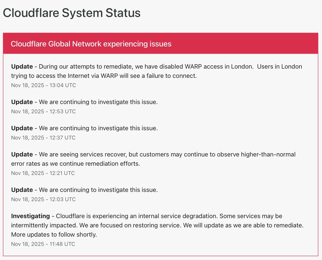 Сбой в работе Cloudflare обрушил сайты по всему миру 2 Сбой в работе Cloudflare обрушил сайты по всему миру