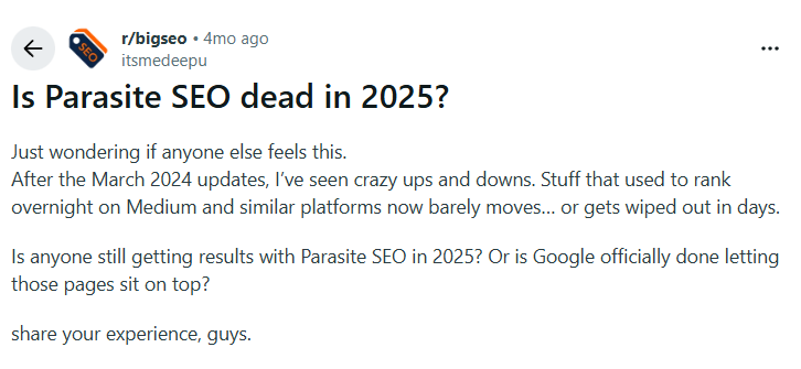 Закат паразитного SEO. Часть 1. Почему паразитировать в 2025 году стало сложнее и как адаптироваться к изменениям
