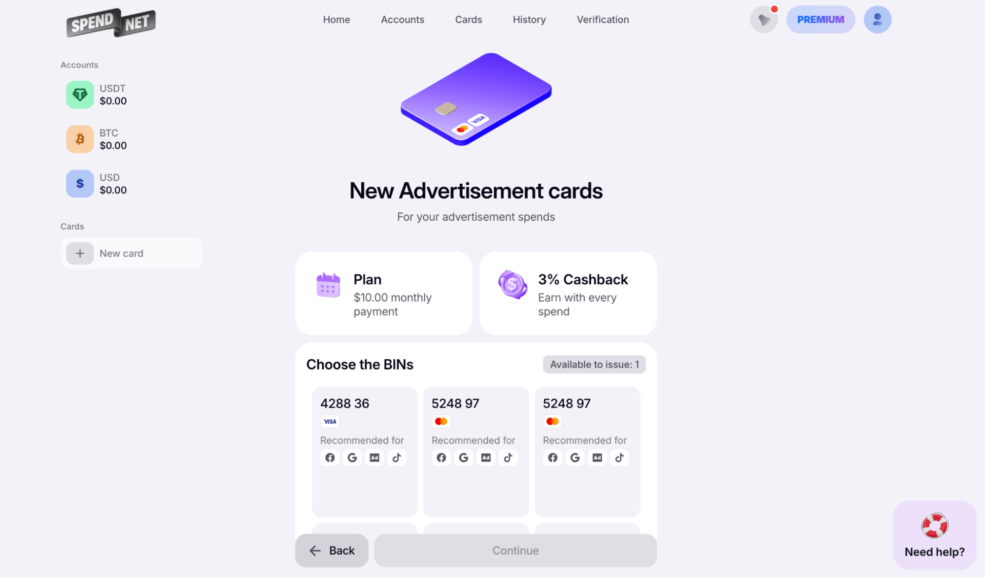 Spend.net: виртуальные карты с 3% кешбэком для арбитража и бизнеса
