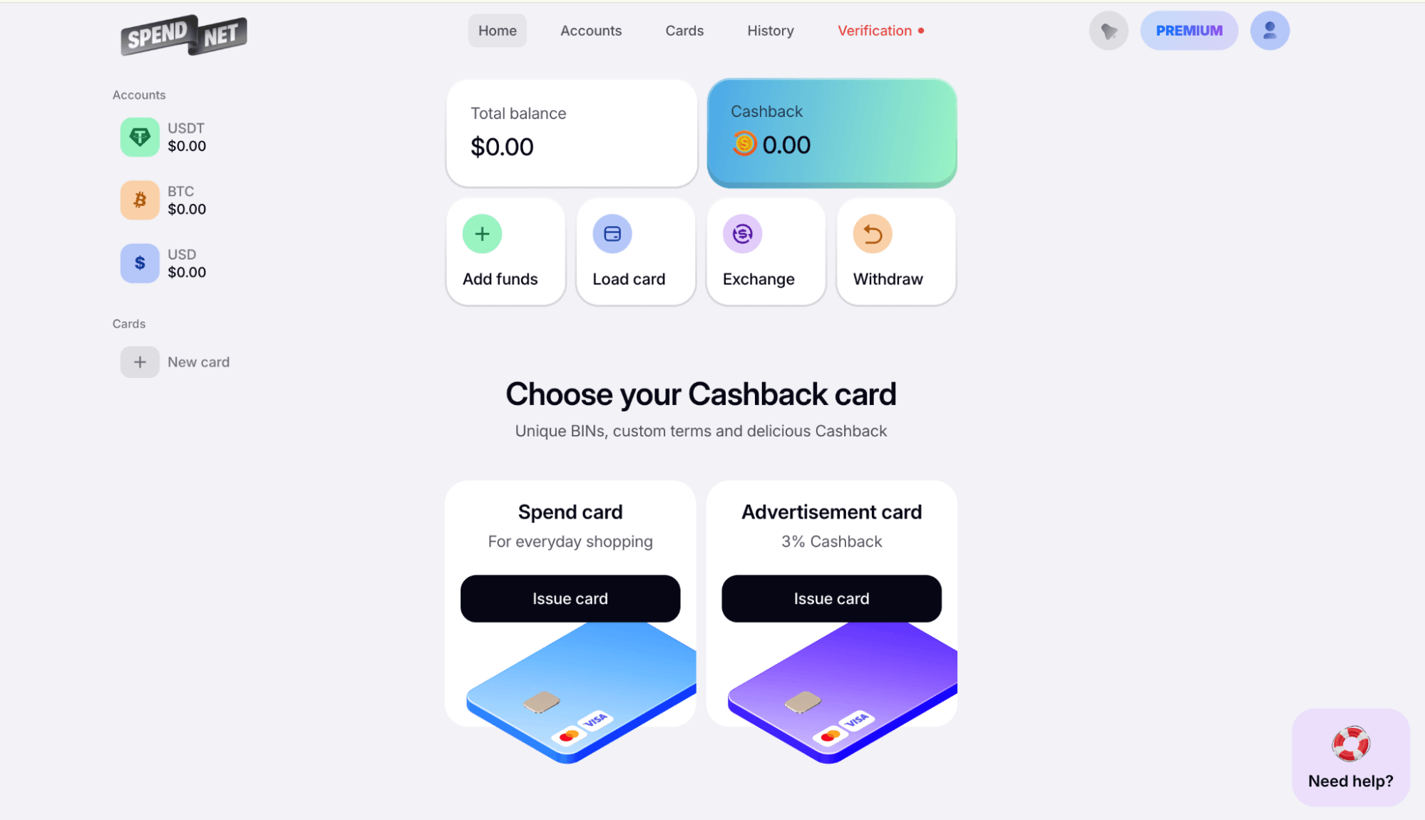 Spend.net: виртуальные карты с 3% кешбэком для арбитража и бизнеса