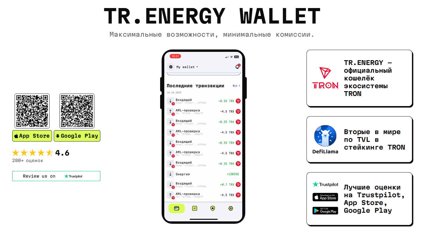 TR.ENERGY Wallet — обзор криптовалютного кошелька после тестирования